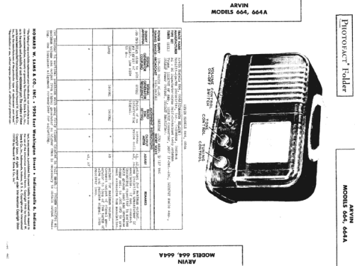 664A Ch= RE-206; Arvin, brand of (ID = 474827) Radio