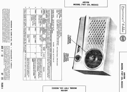 741T Ch= RE352; Arvin, brand of (ID = 426839) Radio