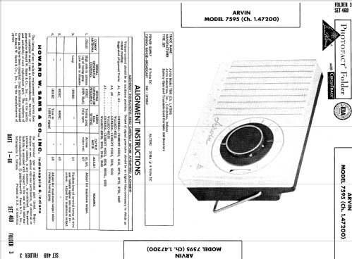 Transistor 7595 ; Arvin, brand of (ID = 605251) Radio