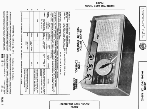 760T Ch= RE342; Arvin, brand of (ID = 426920) Radio