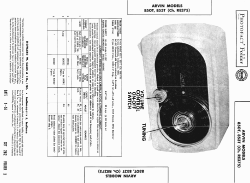 850T Ch= RE375; Arvin, brand of (ID = 427104) Radio