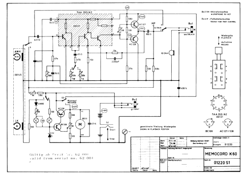 Memocord K60; Assmann, W., GmbH; (ID = 1198836) Sonido-V