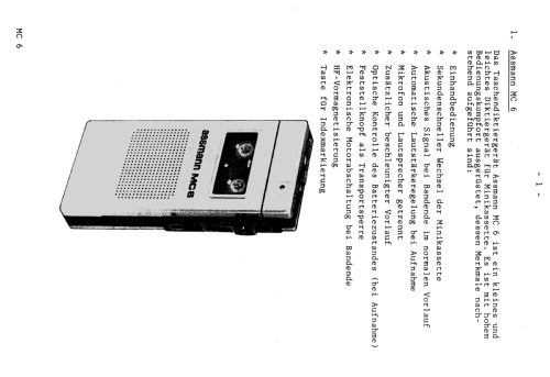 Taschendiktiergerät MC6 - 01583; Assmann, W., GmbH; (ID = 1233416) Ton-Bild