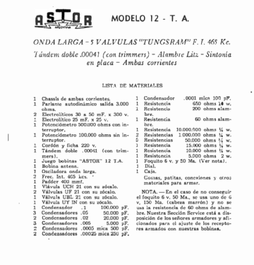12 TA; Astor; Argentina (ID = 2931109) Radio