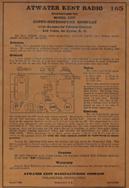 165 ; Atwater Kent Mfg. Co (ID = 2981861) Radio