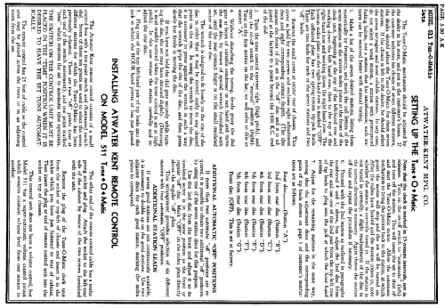 511-W Ch= 511; Atwater Kent Mfg. Co (ID = 698230) Radio
