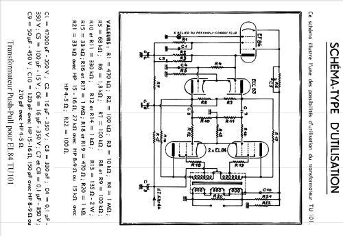 Transformateur Push-Pull pour EL84 TU101; Audax; Montreuil (ID = 1424768) Radio part