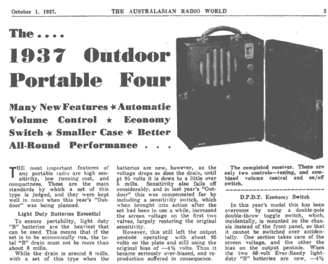 1937 Outdoor Portable Four ; Australasian Radio (ID = 2692946) Radio