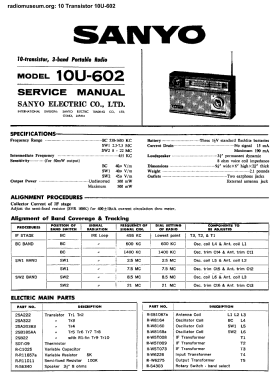 Autocrat Sanyo 10 Transistor 10U-602; Autocrat Radio Ltd.; (ID = 2979348) Radio