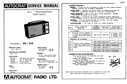 Autocrat Sanyo All Transistor Portable 8C-310; Autocrat Radio Ltd.; (ID = 2980611) Radio