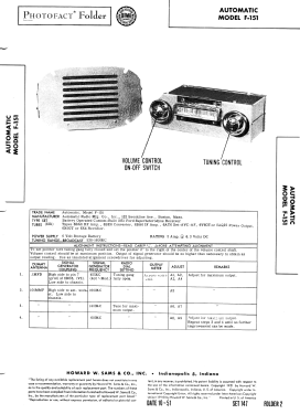 F-151 ; Automatic Radio Mfg. (ID = 2960913) Car Radio