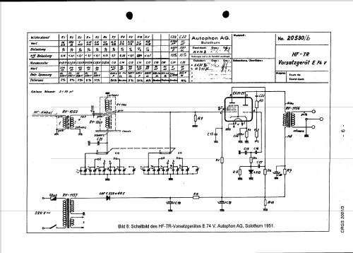 HF-TR Vorsatzgerät E74V; Autophon AG inkl. (ID = 54425) Radio