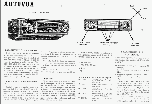 RA115; Autovox SPA; Roma (ID = 953446) Car Radio