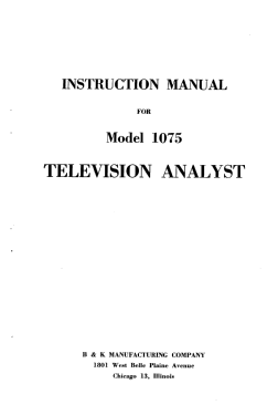 B&K Television Analyst 1075; B&K Precision, (ID = 2964204) Equipment