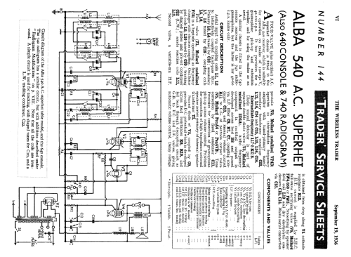 Alba 540 AC; Alba Brand Balcombe (ID = 1031044) Radio