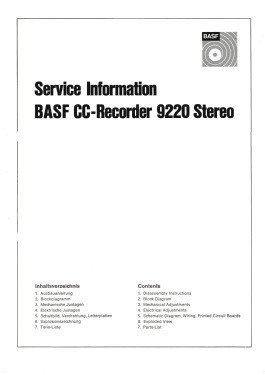 CC-Recorder 9220 Stereo; BASF, Badische (ID = 2856744) R-Player