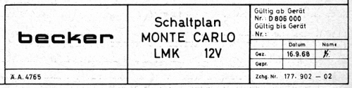 Monte Carlo LMK; Becker, Max Egon, (ID = 2277599) Car Radio