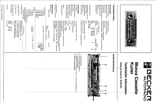 Monza Cassette Kurier 278; Becker, Max Egon, (ID = 1696290) Car Radio