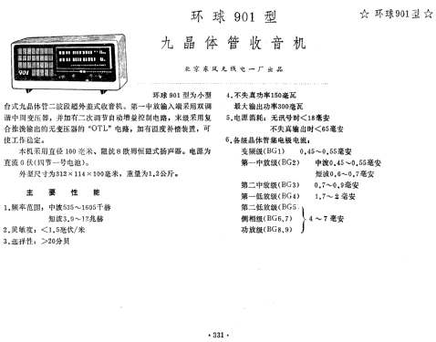 Huanqiu 环球 901; Beijing No.1 北京市东风无线 (ID = 821414) Radio