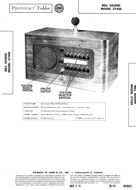 Intercommunications System 374SS; Bell Sound Systems; (ID = 2978922) Ampl/Mixer