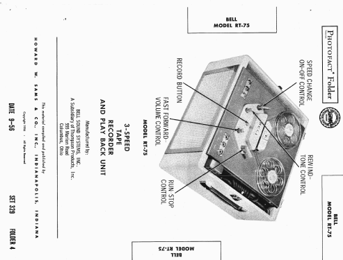 RT-75 Tape Recorder ; Bell Sound Systems; (ID = 439445) Enrég.-R