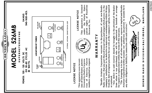 526MB ; Bendix Radio (ID = 3018226) Radio