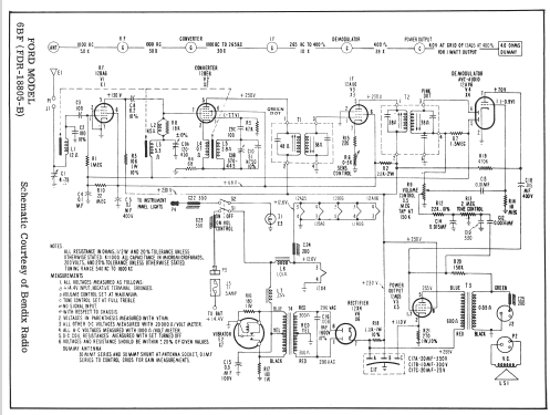 Ford 6BF Ch= FDR-18805-B; Bendix Radio (ID = 2128900) Car Radio