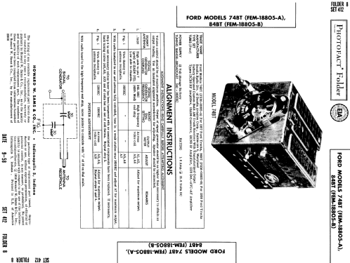 Ford 74BT Ch= FEM-18805-A; Bendix Radio (ID = 783940) Car Radio