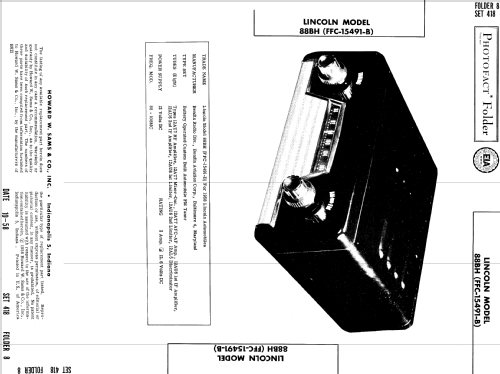 Lincoln 88BH Ch= FFC-15491-B; Bendix Radio (ID = 770993) Car Radio