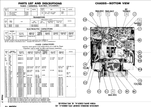 Lincoln 95BH Ch= B9FL-15801-A, B9FL-15801-B; Bendix Radio (ID = 732329) Car Radio