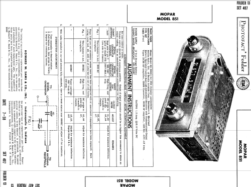 Chrysler R84BC Mopar 851; Bendix Radio (ID = 809062) Car Radio