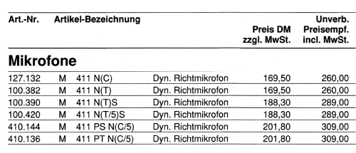 Dynamisches Mikrofon M 411 Best.Nr. 127 132; Beyer; Berlin, (ID = 2221567) Microphone/PU