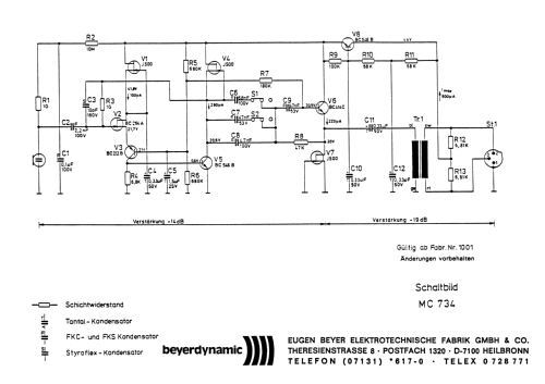 Kondensator-Solistenmikrofon MC734N; Beyer; Berlin, (ID = 2571672) Microphone/PU