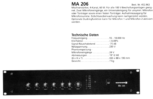 Mischverstärker MA 206; Beyer; Berlin, (ID = 1831712) Ampl/Mixer