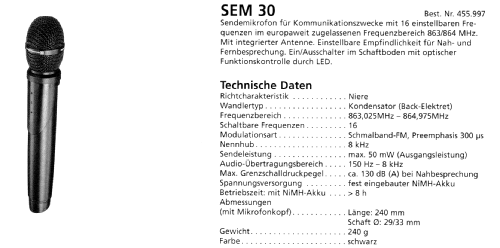 Sendemikrofon SEM 30 Best. Nr.455.997; Beyer; Berlin, (ID = 1825349) Micrófono/PU