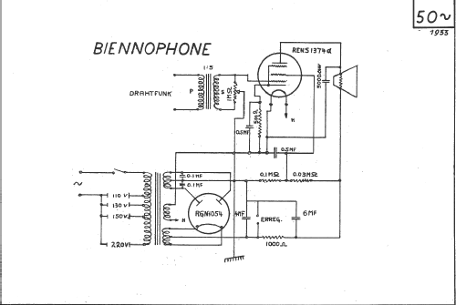 NF-Telefonrundspruch 50-1933; Biennophone; Marke (ID = 13890) Wired-W