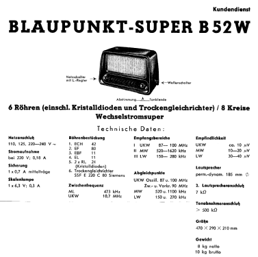 B52W; Blaupunkt Ideal, (ID = 98927) Radio
