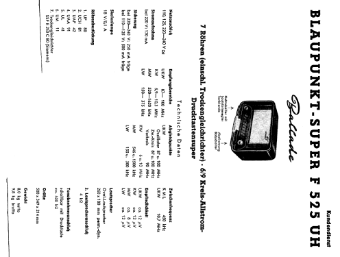 Ballade F525UH; Blaupunkt Ideal, (ID = 97155) Radio