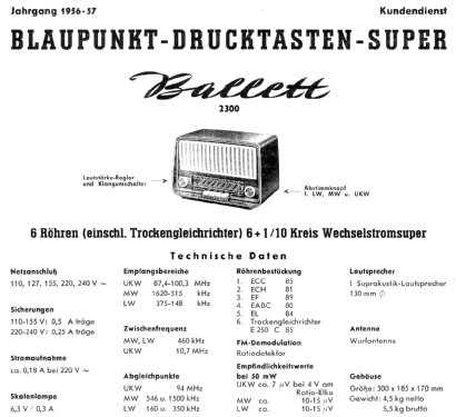 Ballett 2300; Blaupunkt Ideal, (ID = 225749) Radio