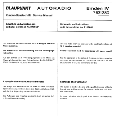 Emden IV 7.631.380 ab 2100001; Blaupunkt Ideal, (ID = 566702) Car Radio