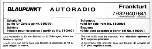 Frankfurt 7.632.641.200 ab 5500001; Blaupunkt Ideal, (ID = 837635) Autoradio