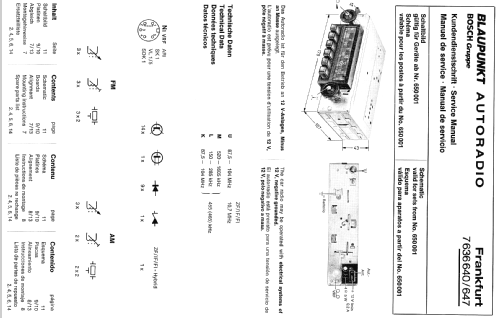 Frankfurt 7.636.640/647 ab 650001; Blaupunkt Ideal, (ID = 586467) Car Radio