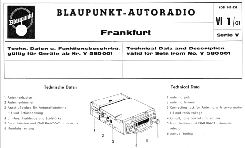 Frankfurt ab V 580001; Blaupunkt Ideal, (ID = 627414) Car Radio