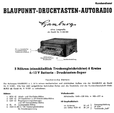 Hamburg ab R 200001; Blaupunkt Ideal, (ID = 147945) Car Radio