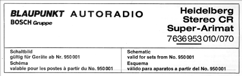 Heidelberg Stereo CR Super-Arimat 7.636.953.010/070; Blaupunkt Ideal, (ID = 970979) Autoradio