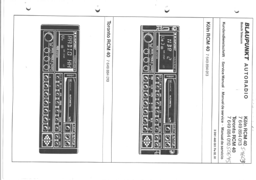 Köln RCM 40 7.649.894.013; Blaupunkt Ideal, (ID = 1939885) Autoradio