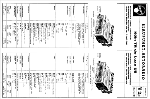 Köln TR de Luxe US ab D 140001; Blaupunkt Ideal, (ID = 617364) Car Radio