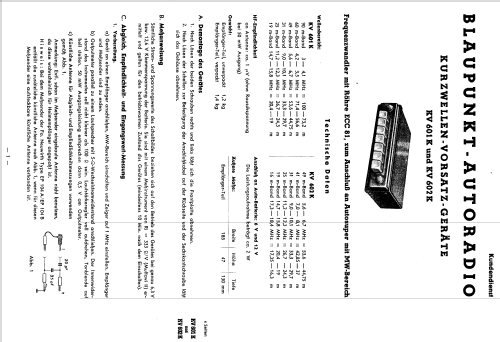 Kurzwellen-Vorsatzgerät KV601K; Blaupunkt Ideal, (ID = 1407603) Converter