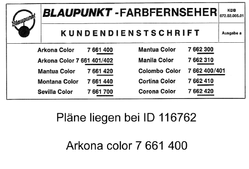 Mantua Color 7.661.420; Blaupunkt Ideal, (ID = 1048560) Fernseh-E