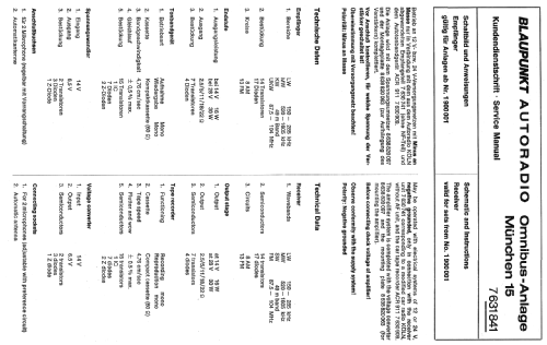 Omnibus-Anlage München 15 7.631.841; Blaupunkt Ideal, (ID = 464030) Car Radio